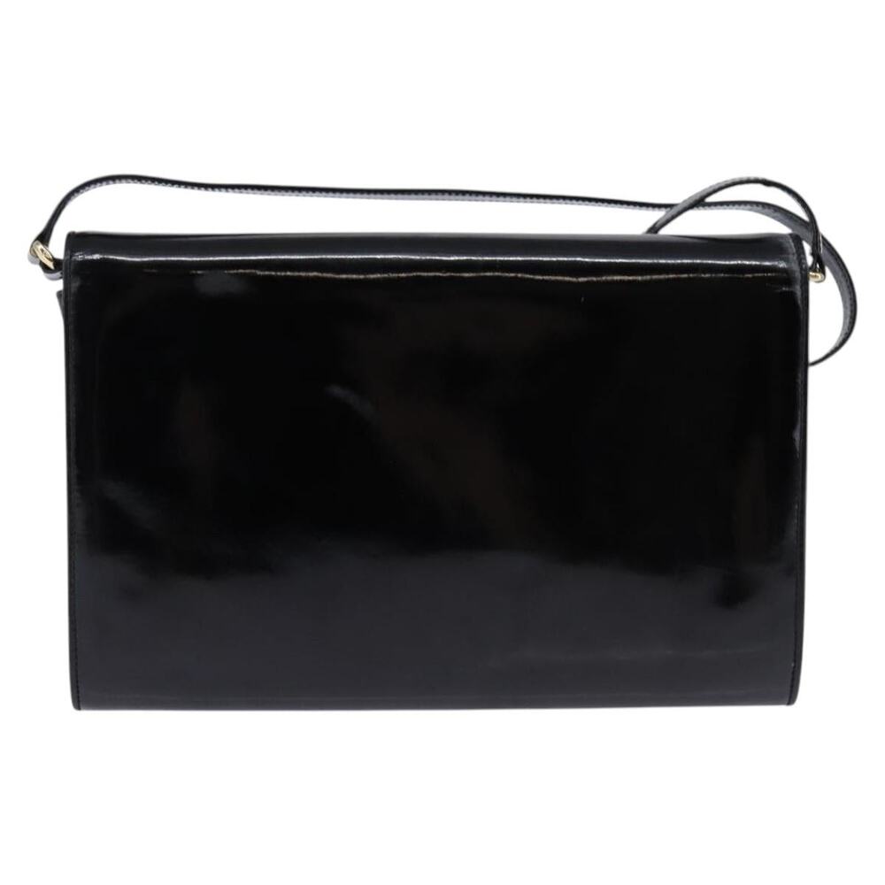 GUCCI Shoulder Bag Enamel Black Gold - Picture 3 of 12